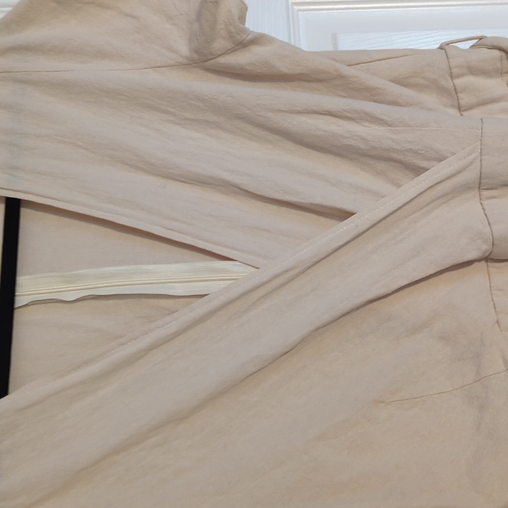 Emery Rose Cotton Cream Jumpsuit - Women's Size XL Lightweight Short Sleeve - Picture 6 of 14